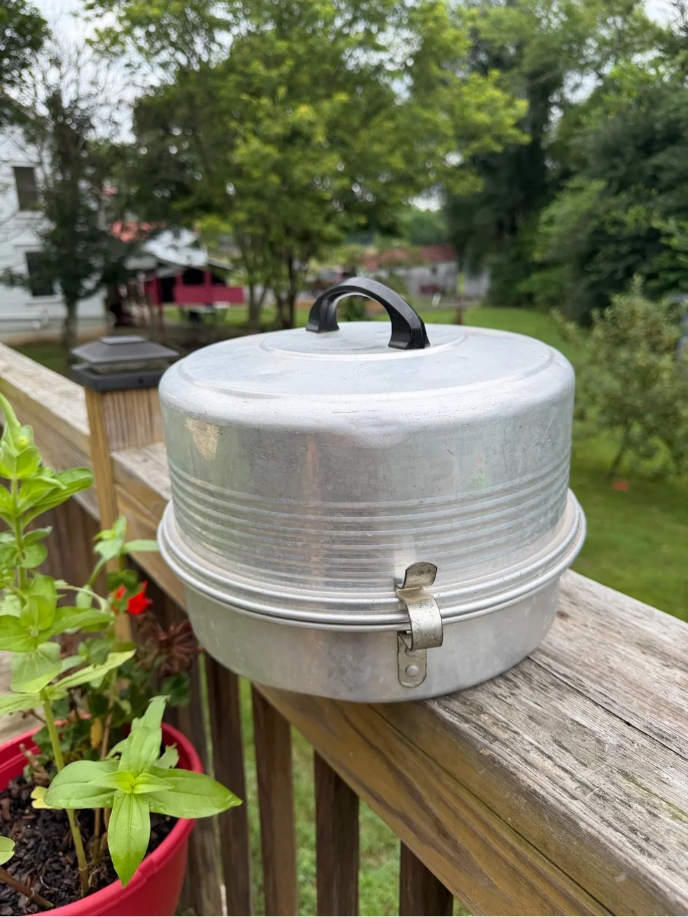 Vintage Regal Aluminum Cake & Pie Carrier: 2-Tier Locking Rustic Patina 1950’s